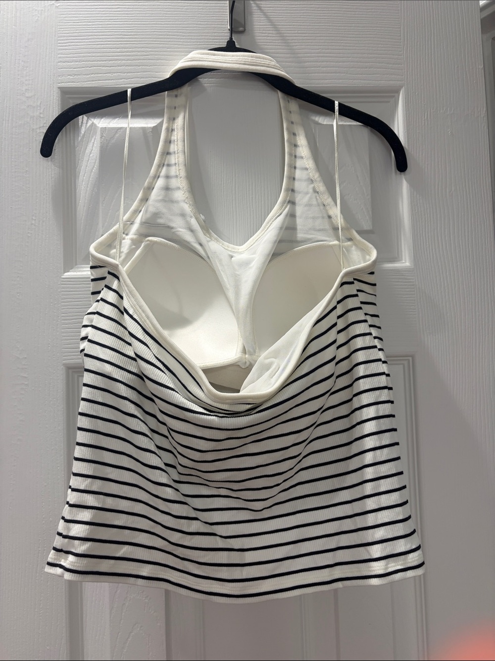 Uniqlo Off White & Black Striped Ribbed Halter Tank - Picture 3 of 5